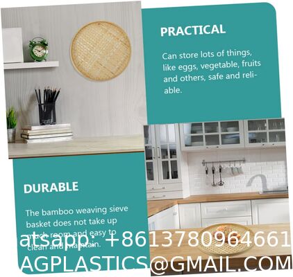 Bamboo Sieve Round Baskets Woven Storage Baskets Woven Tray Fruit Rattan Tray Fruit Natural Bamboo Colander Weaving Sieve Vegetable Food