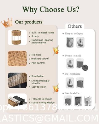 Large Laundry Hamper Laundry Basket Round Handwoven Wicker Laundry Baskets Rattan Laundry Basket With Removable Bag Handles 2 Mesh Bags For Living Room Bedroom Natural