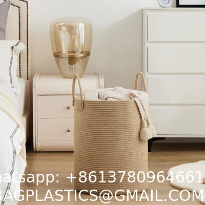 80L Extra Large Jute Woven Hamper Laundry Basket Wicker Rope Clothes Hamper For Baby Nursery Kids Tall Rattan Blanket Basket In Living Room Bedroom