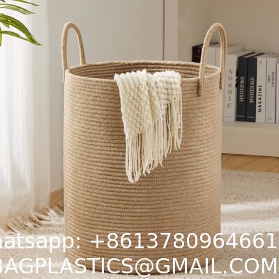 80L Extra Large Jute Woven Hamper Laundry Basket Wicker Rope Clothes Hamper For Baby Nursery Kids Tall Rattan Blanket Basket In Living Room Bedroom