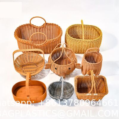 OEM Bagease Banneton Pp Kitchen Weave Plastic Food Laundry Lid Gift Hamper Bamboo Rattan Wicker Organizers Woven Storage Basket