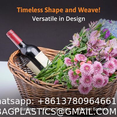 Woven Market Basket, Handwoven Willow Weave, Stylish Handles With Durable Metal Anchors, Classic And Versatile, Attractive, Spacious, Lightweight, Brown Stain