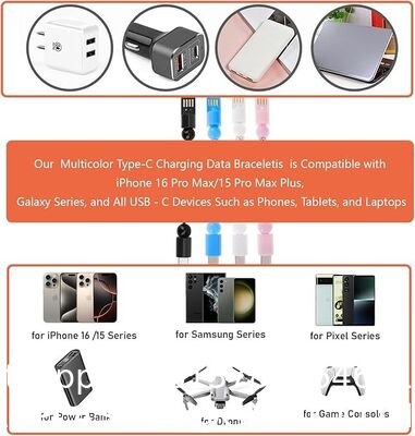 USB 3.0 Multicolor Type-C Fast Charging Data Feng Shui Bracelet Cable: Midnight Guardian · Onyx Energy Bracelet Wristband Design Charger Leather Bracelet Portable Travel Charger, Braided Cord