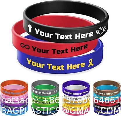 Custom Rubber Bracelets Bulk Personalized Silicone Wirstbands With Picture Text, Clipart, Logo, Message, Customzied Silicone Wristbands Bulk For Fundraisers, Awareness