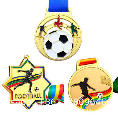 Custom Enamel Marathon Running Sport Medallion Metal Zinc Alloy 3d Custom Award Metal Zinc Alloy Sports Award Football Medallion Manufacturer Custom Gold Silver And Bronze Enamel Soccer Medal