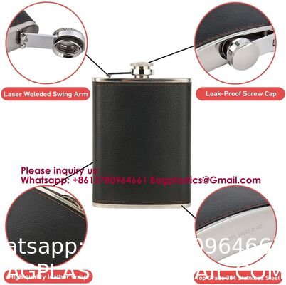 Leak Proof Engraved Flask Whisky Flask Stainless Steel Pocket Hip Flask For Liquor Stainless Steel Wine Jug Set 7 oz Portable Outdoor Small Wine Bottle Wholesale Gift Box