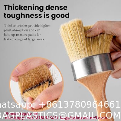 Bouldering Brush Chalk Paint Brush, Wax Paint Brush Set Of 5, Wax Brushes And Chalk Paint For Furniture DIY Art Crafts, Natural Bristle Round Oval Brush For All Painting And Waxing