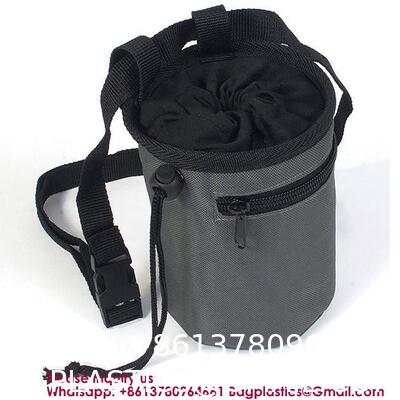 Zip Pocket Zippered Chalk Powder Tote Pouch With Reinforced Drawstring Large Mouth Opening For Pet Dog Outdoor Safe Exercise Training Drawstring Closure Chalk Bag