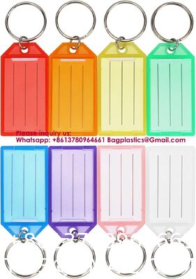 Plastic Key Tags, Key Labels With Ring And Label Window, Assorted Colours,Identifiers,Name and Labels,Adapt to USB Drive,Pets,Bags Split Ring Window Lucky Line Flexible Colored
