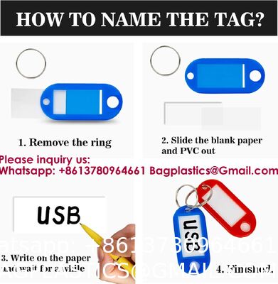 Plastic Key Tags, Key Labels With Ring And Label Window, Assorted Colours,Identifiers,Name and Labels,Adapt to USB Drive,Pets,Bags Split Ring Window Lucky Line Flexible Colored