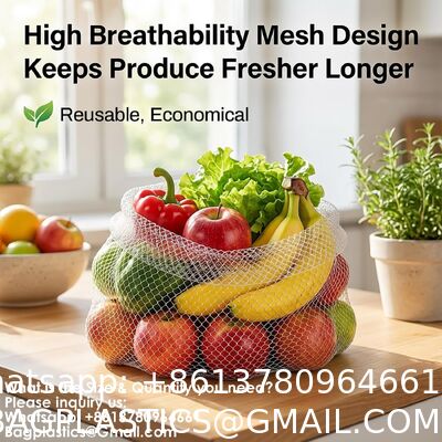 Mesh Produce Bags - 24Inch Mesh Vegetable Bags Onion Storage Net Produce Seafood Net For Vegetables Storage Fruits Seafood And Other Agricultural Products Red