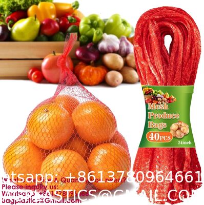 Mesh Produce Bags - 24Inch Mesh Vegetable Bags Onion Storage Net Produce Seafood Net For Vegetables Storage Fruits Seafood And Other Agricultural Products Red