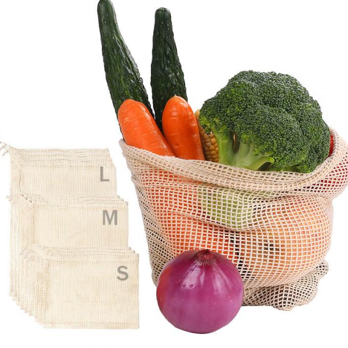 Borsa su ordinazione di verdura e della frutta, borse di cordone riutilizzabili amichevoli di Tote Bags Organic Mesh Net della drogheria di Eco 5