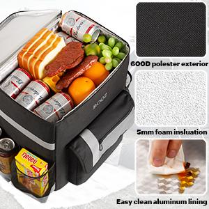 Il grande dispositivo di raffreddamento per il picnic, la spiaggia, le bevande, l'approvvigionamento, l'aria aperta, Uber della borsa mangia, caldo/riscaldando e freddo