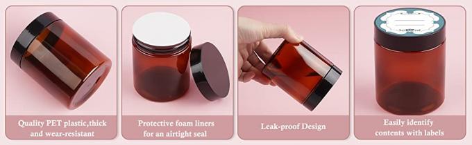 barattoli di plastica ambrati con i coperchi