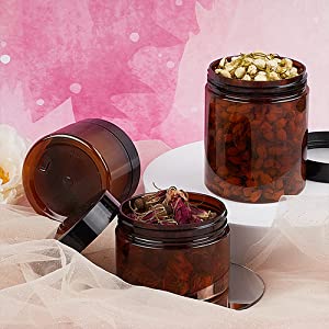 barattoli ambrati di plastica 8 once