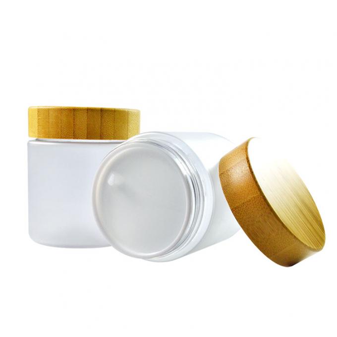 Barattolo crema cosmetico glassato naturale ecologico del burro del corpo di Amber Clear Jars Containers Pot con il coperchio di bambù 7