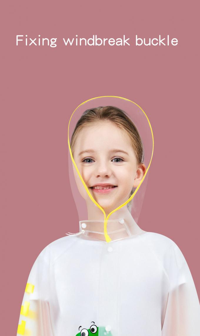 I bambini impermeabilizzano l'impermeabile, poncio trasparente dell'impermeabile dei bambini, studenti nell'animazione incappucciata dell'impermeabile della borsa di scuola 5