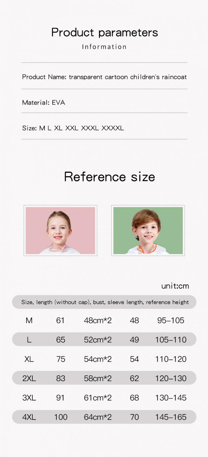 I bambini impermeabilizzano l'impermeabile, poncio trasparente dell'impermeabile dei bambini, studenti nell'animazione incappucciata dell'impermeabile della borsa di scuola 6