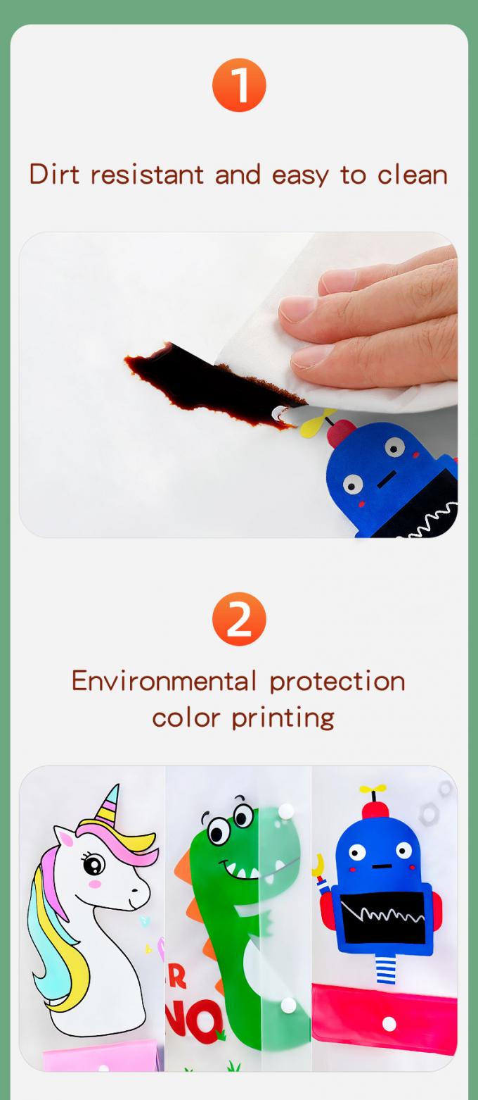 I bambini impermeabilizzano l'impermeabile, poncio trasparente dell'impermeabile dei bambini, studenti nell'animazione incappucciata dell'impermeabile della borsa di scuola 8