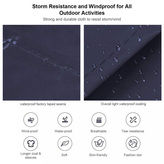 L'impermeabile lungo, l'indumenti impermeabili degli uomini, guida del motociclo ricicla gli impermeabili durevoli Non eliminabili dei ponci dell'ingranaggio della pioggia, vestito spesso 9