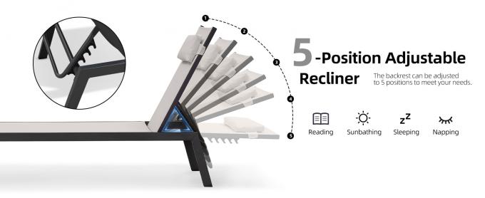 Modern simple comfy rust resistant set of 2 reclining chase with pillow for adult gardern hotel