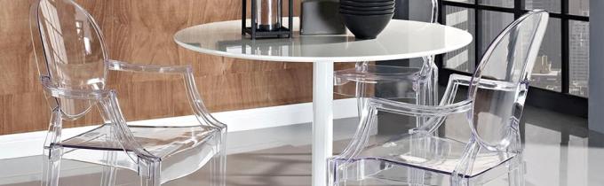 Poltrona d'impilamento acrilica moderna della sala da pranzo della cucina nel chiaro pranzare di plastica trasparente completamente montato della sedia 1