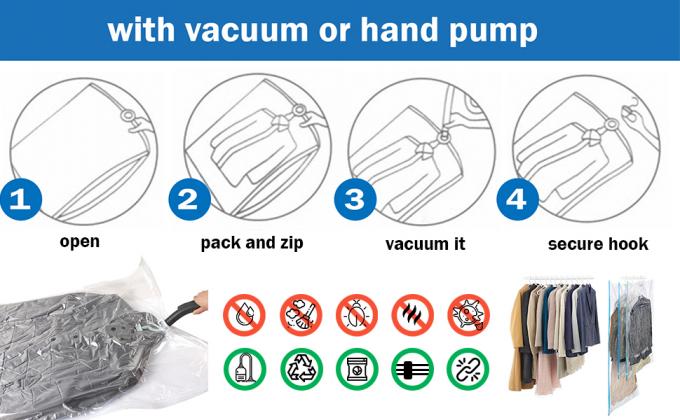 Hanging Bags Vacuum Storage Bags Clothes, Vacuum Seal Storage Dress Jackets, Closet Organizer