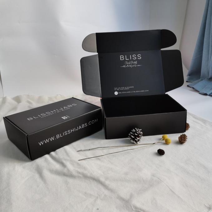 Contenitore di imballaggio cosmetico d'imballaggio di carta nero su ordinazione del cartone della bottiglia del contenitore di regalo di Logo Luxury Soft Touch Coruggated 2