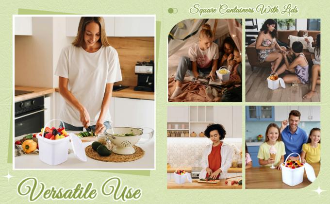 Contenitori di plastica con coperchio contenitori di gelati contenitori di secchi contenitori di cibo contenitori di conservazione di alimenti freezer sicuro per cucina festa bevande snack frutta dessert 2