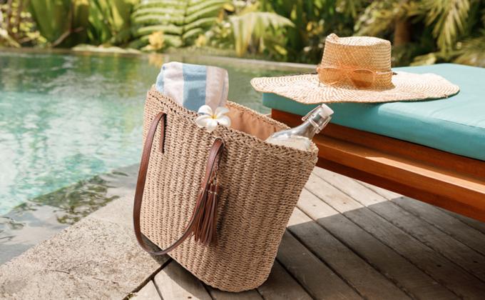 Borsa di paglia all'uncinetto in carta rafia per viaggi al mare, shopping, fatta a mano, grande borsa tote in paglia di rafia all'uncinetto con chiusura in pietra, OEM, bohémien, in pelle, alla moda, da donna, vintage, casual 4