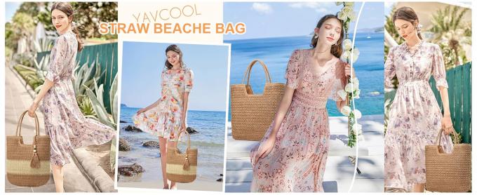 Borse Tote all'uncinetto Borsa da spiaggia estiva per donna Borsa in maglia a rete per vacanze Borsa hippie Borsa intrecciata all'uncinetto Borsa per la spesa in filo piccolo all'uncinetto Borsa portaoggetti 0
