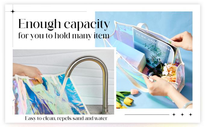 Borsa per la spesa a caldo riciclabile riciclabile personalizzata Logo e taglia Chiara trasparente omologazione PVC regalo borsa per la spesa iridescente omologazione borsa per la spesa laser TPU 2