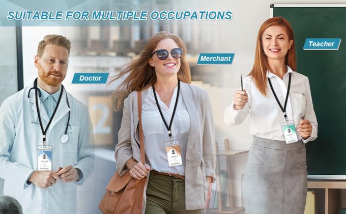 Pack Clear ID Badge Holder With Lanyard Black Lanyards With Vertical Waterproof ID Badge Holder For Office, School, Travel 5