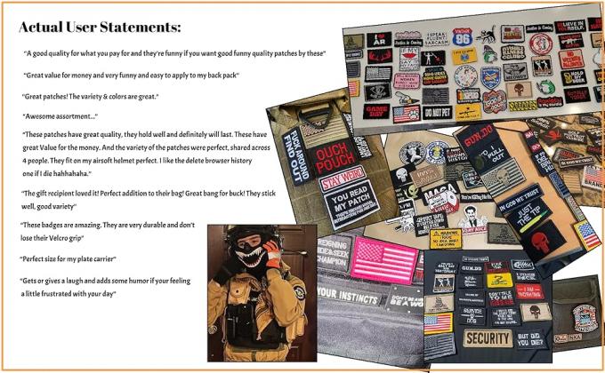 Garment Accessories, Tactical Morale Patch Bundle, Full Embroidery Loop And Hook Patches Set For Caps, Bags, Backpacks, Vest, Military Uniforms,Tactical Gears 8