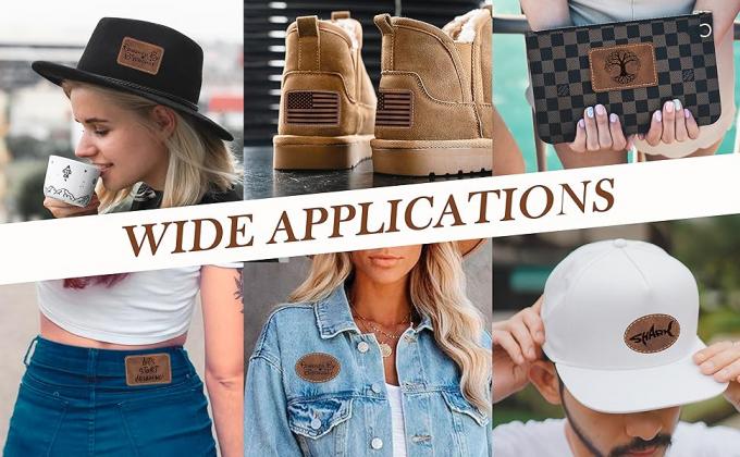 Leatherette Hat Patch With Adhesive, Rectangle Laserable Leatherette Patch, Faux Leather Patches For Hats Custom Fabric Repair Sew Laser Supplies 1