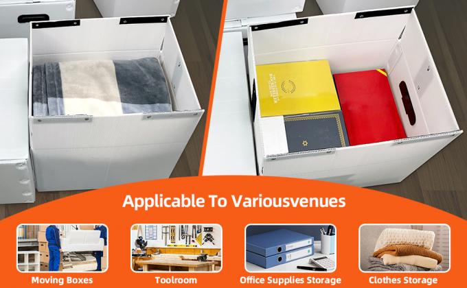 Plastic Storage Bins With Lids Containers Collapsible Moving Boxes With Handles Stackable Storage Bins,Double-Layer Hollow Shock-Absorbing Material,White 6