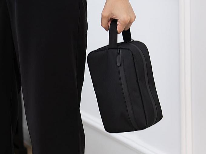 Borsa da toilette da viaggio per donne e uomini, borsa da barba resistente all'acqua per accessori da toilette, borse portaoggetti pieghevoli con divisorio e maniglia per cosmetici, articoli da toeletta, pennelli e strumenti 3