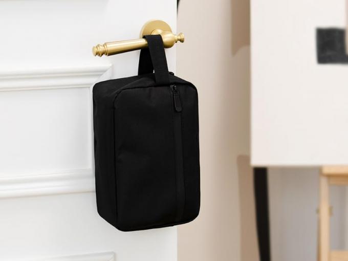 Borsa da toilette da viaggio per donne e uomini, borsa da barba resistente all'acqua per accessori da toilette, borse portaoggetti pieghevoli con divisorio e maniglia per cosmetici, articoli da toeletta, pennelli e strumenti 5