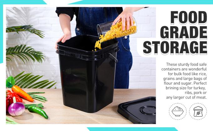 Square Bucket With Lid,Industries Barrels With Lid And Plastic Handle,Rain Buckets,Food Storage Containers DIY Label Stickers Towel And Brush For Paint Storage Tank Crafts 0