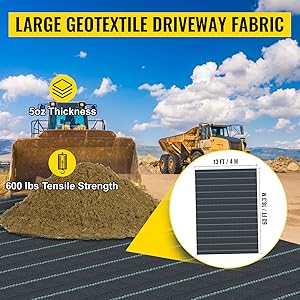 Commercial Grade Landscape Fabric, Garden Weed Barrier Fabric Heavy Duty, Geotextile Fabric Underlayment Gravel, Ground Cover Drainage Fabric, Weed Mat Cloth 0