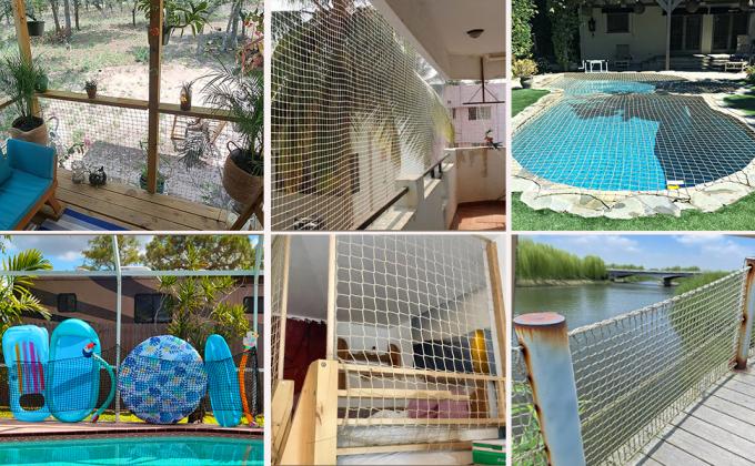 Safety Netting Cat Balcony Rail Fall Protection Driveway Nets Black Green HDPE Safety Net For Construction Forklift Safety Rope Net Kids Pet Stairs Balcony Railings Protection Rope Netting Playground 4