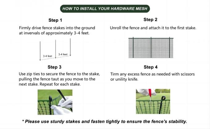 Griglia di plastica, griglia da giardino, recinzione temporanea, protezioni per alberi, rete di sicurezza per balcone, ponte, ringhiera delle scale, barriera per animali, pollame, cervi, con 50 cravatte 3