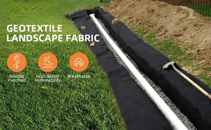 Geotextile Landscape, 4ft X 50ft & 6oz Geotextile Fabric, PP Drainage 350N Resistenza alla trazione & 440N Capacit&agrave; di carico, per la stabilizzazione delle strade, controllo dell'erosione, scarichi francesi 1