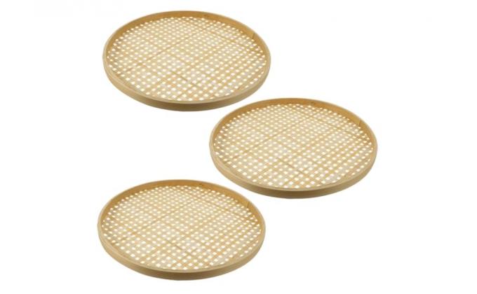 Bamboo Sieve Round Baskets Woven Storage Baskets Woven Tray Fruit Rattan Tray Fruit Natural Bamboo Colander Weaving Sieve Vegetable Food 1