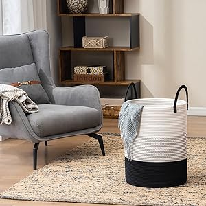 Woven Rope Laundry Hamper Basket, Tall Luandry Basket, Baby Nursery Hamper For Blanket Storage, Clothes Hamper For Laundry In Bedroom-Large-(CUSTOMIZED COLOR, 58L, 72L) 0