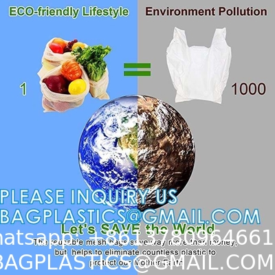 Organic Cotton String Washable Market Bag | Mesh Produce Bag, Fruits Vegetable Net Bag, Eco Net Bag
