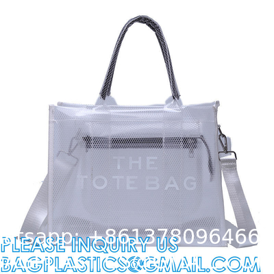 Wholesale Summer Clear Mesh PVC Beach Bags Transparent Design Tote Bags Women Luxury Handbags For Outdoor