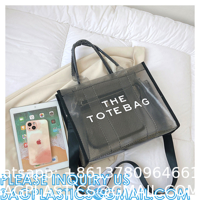 Wholesale Summer Clear Mesh PVC Beach Bags Transparent Design Tote Bags Women Luxury Handbags For Outdoor