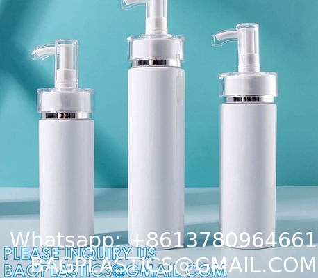 Shampoo Pump Bottle, Luxury Silver Cosmetic Packaging Face Cream Serum Essence Lotion Dispenser Pump Bottle